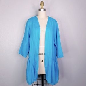 Match point linen teal open tunic cardigan size medium